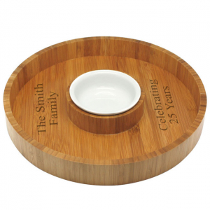 Eco-Friendly Gourmet Bamboo Chip & Dip Tray + Sauce Bowl